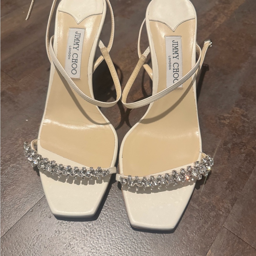 Jimmy Choo White Strappy Sandals Meira 85
